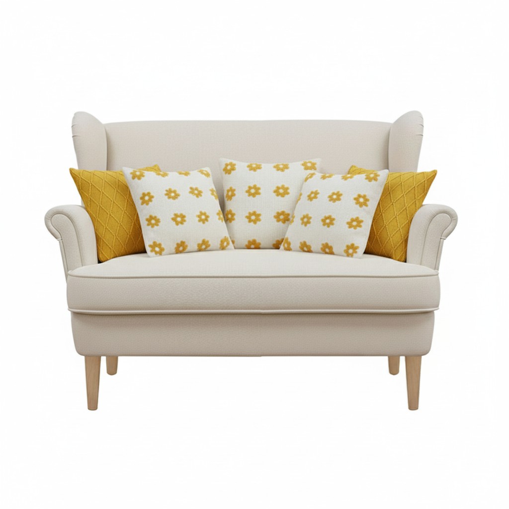 SOGA 5PC Sunshine Yellow & Retro Daisy Chain Diamond Knit Pillowcase Set
