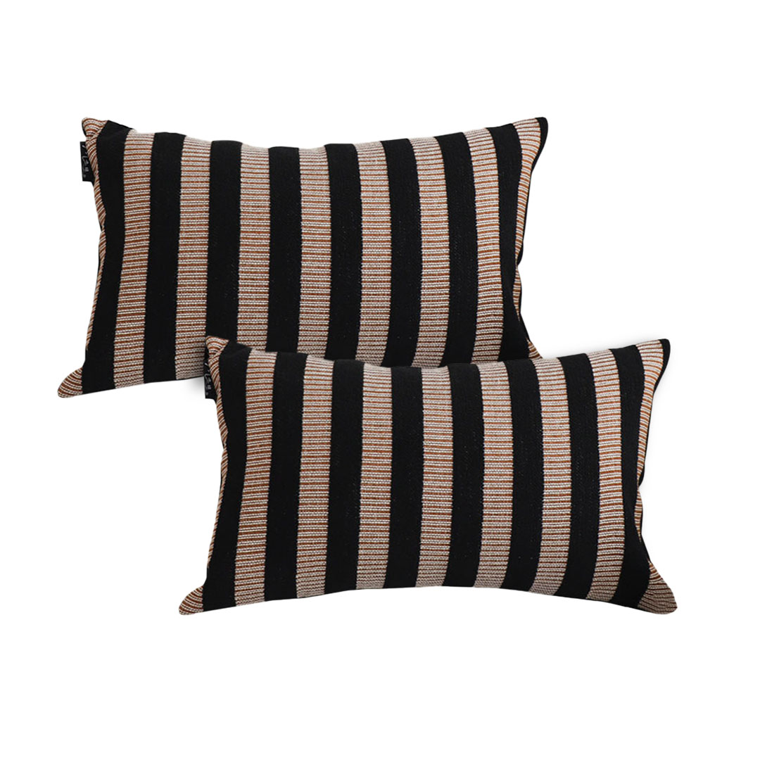 SOGA 2X 11.8 X 17.9 inches Black & Tan Striped Rectangular Pillowcases