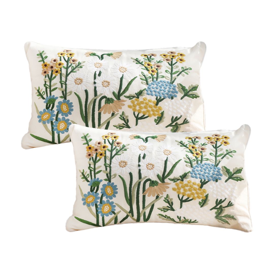 SOGA 2X 11.8 x 19.7 inches Botanical Meadow Pillowcases – Decorative Lumbar