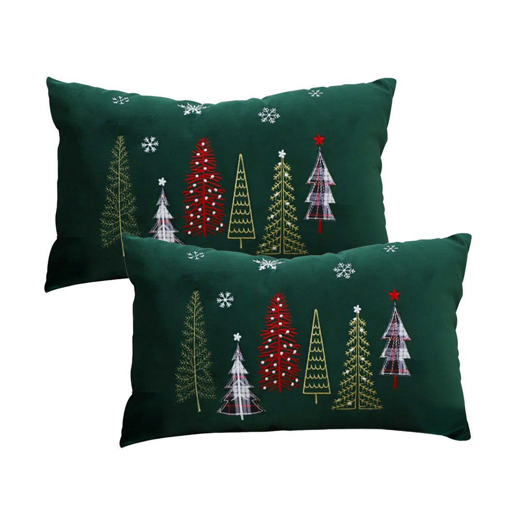 SOGA 2X 11.8x19.7 inches Green Christmas Tree Decorative Pillowcases