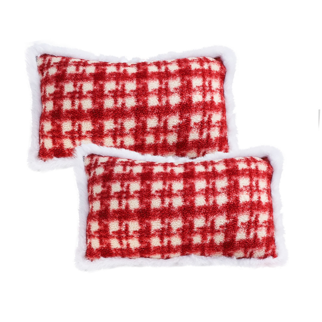 SOGA 2X 11.8x19.7 inches Red Gingham Lumbar Pillowcases – Decorative Covers