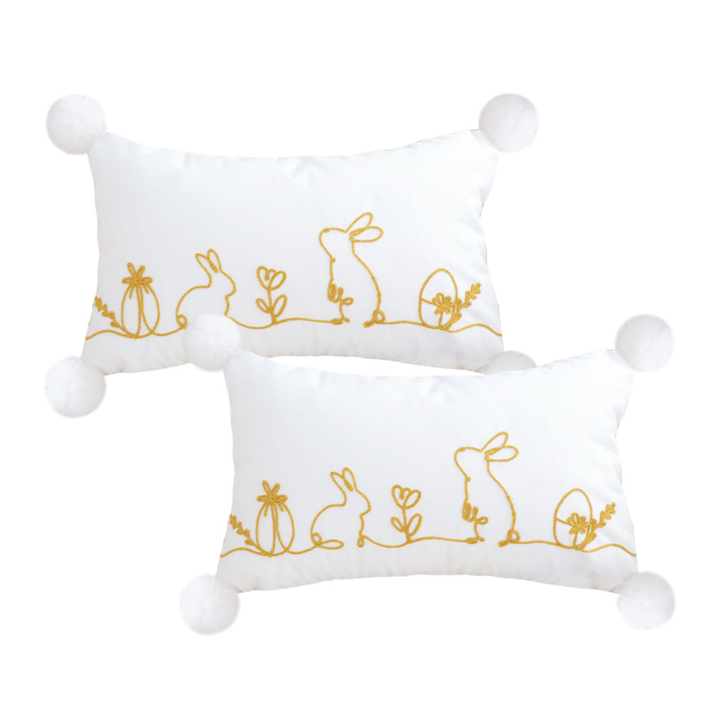 SOGA 2X 11.8x19.7 inches Whimsical Bunny Embroidered Pillowcases