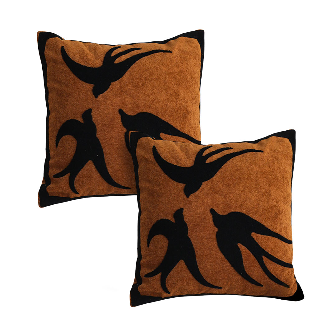 SOGA 2X 17.7inches Abstract Brown/Orange Velvet Polyester Pillow Cover