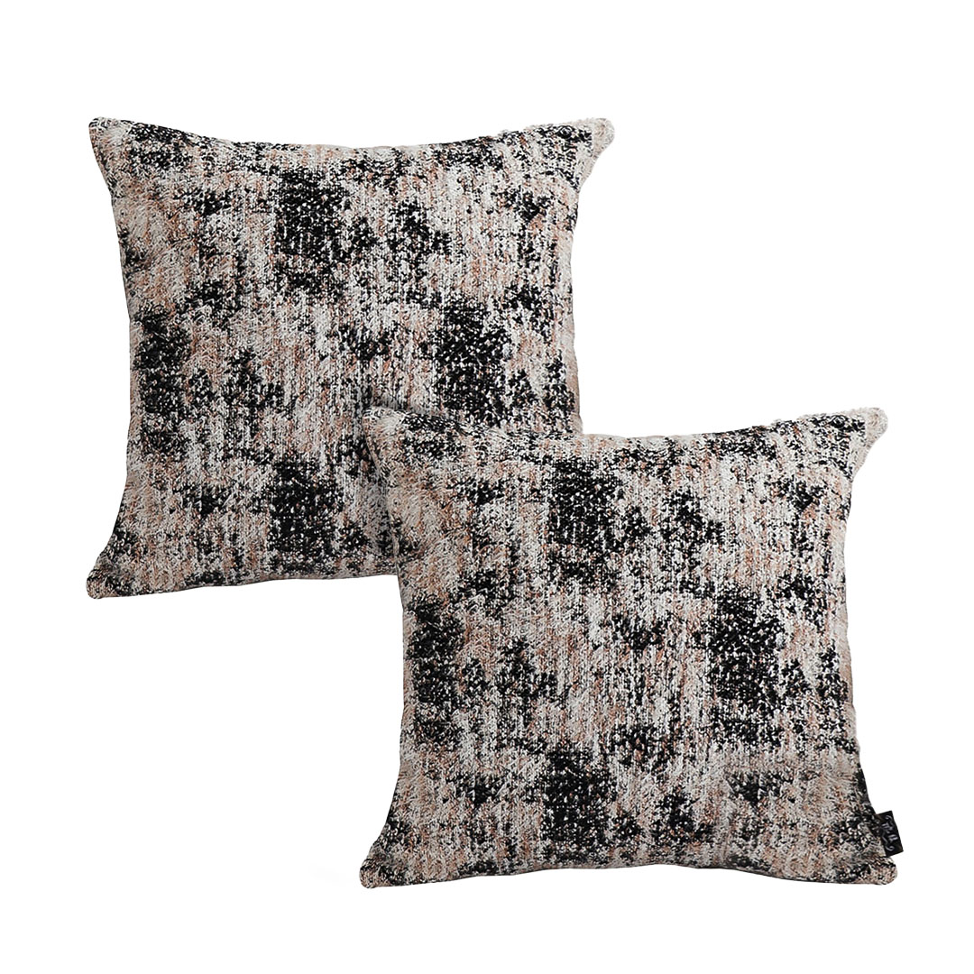 SOGA 2X 17.7 inches Black & Beige Textured Pillowcases