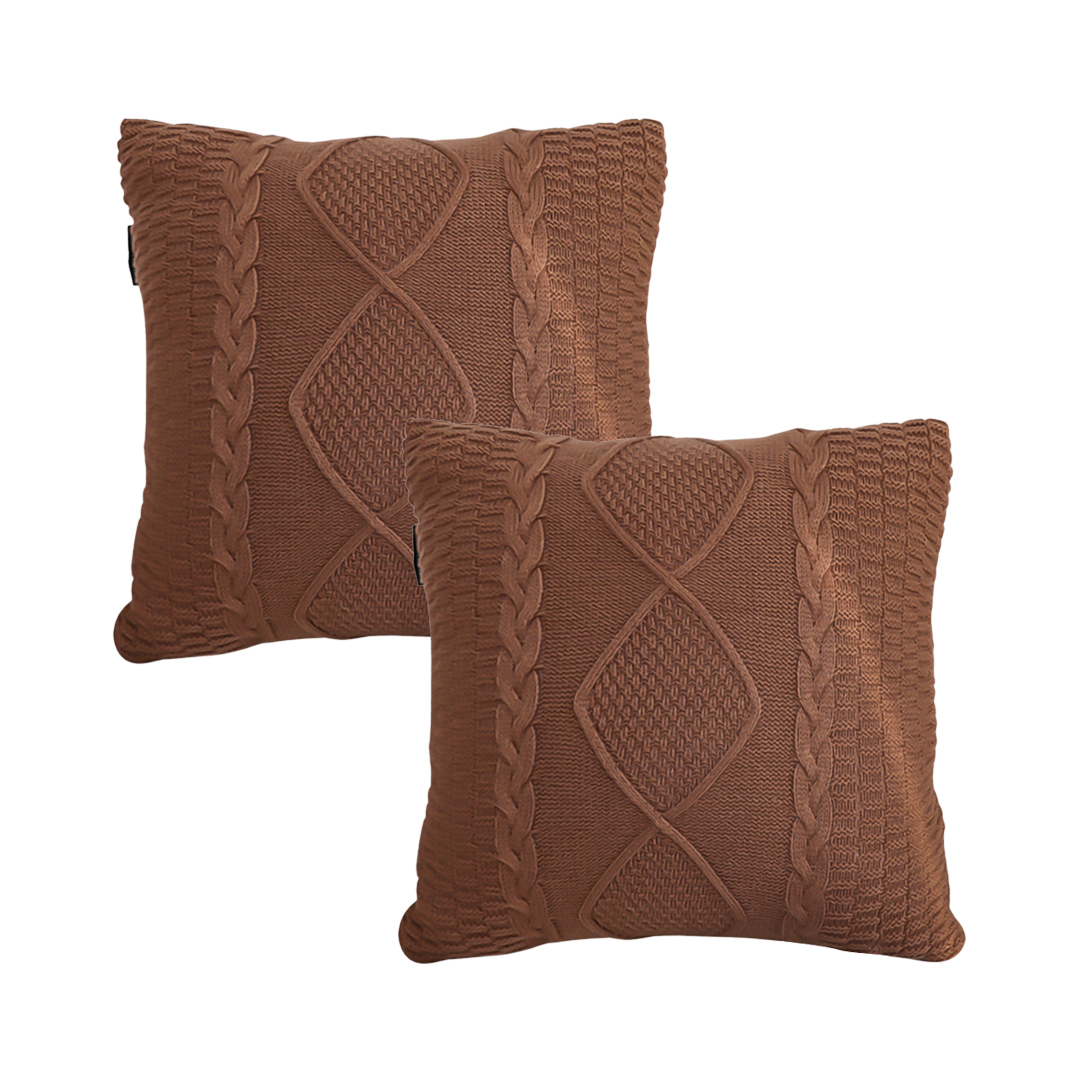 SOGA 2X Brown Cable Knit Decorative Pillow Covers – Cozy Sofa & Home Décor