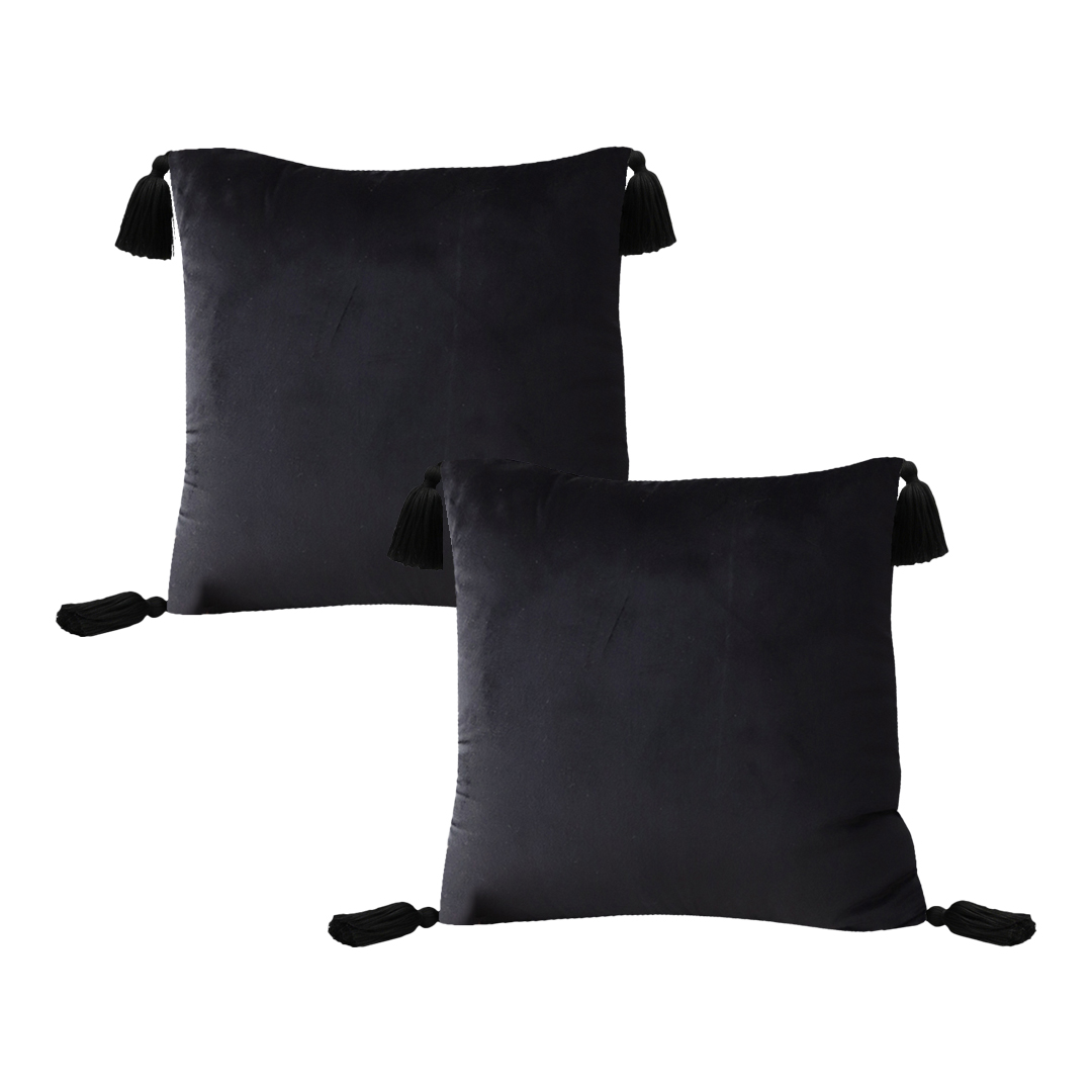 SOGA 2X 17.7 inches Black Butterfly Tassel Pillowcase – Vintage Accent