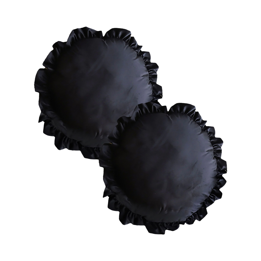 SOGA 2X 17.7 inches Black Vintage Edge Round Pillowcase – Butterfly Accent
