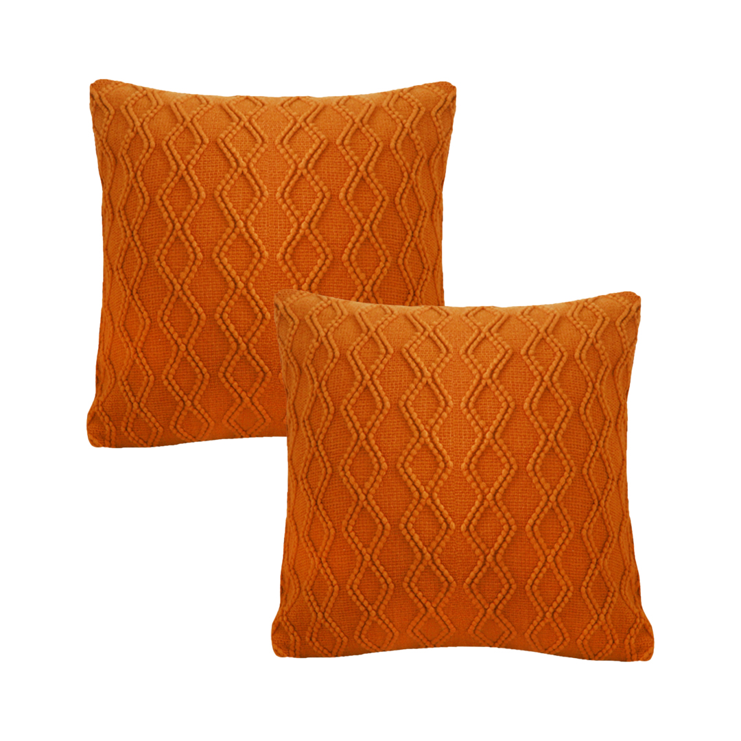 SOGA 2X 17.7 inches Burnt Orange Diamond Knit Decorative Pillowcases 