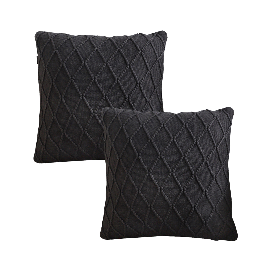 SOGA 2X 17.7 inches Charcoal Grey Cable Knit Decorative Pillow Cover