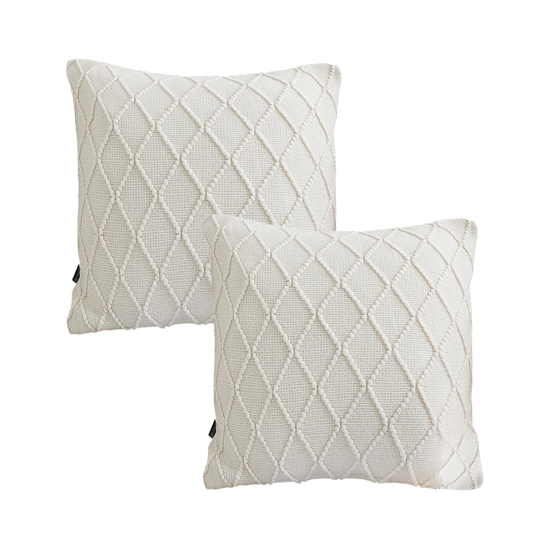 SOGA 2X 17.7 inches Cream Cable Knit Diamond Pattern Decorative Pillowcases