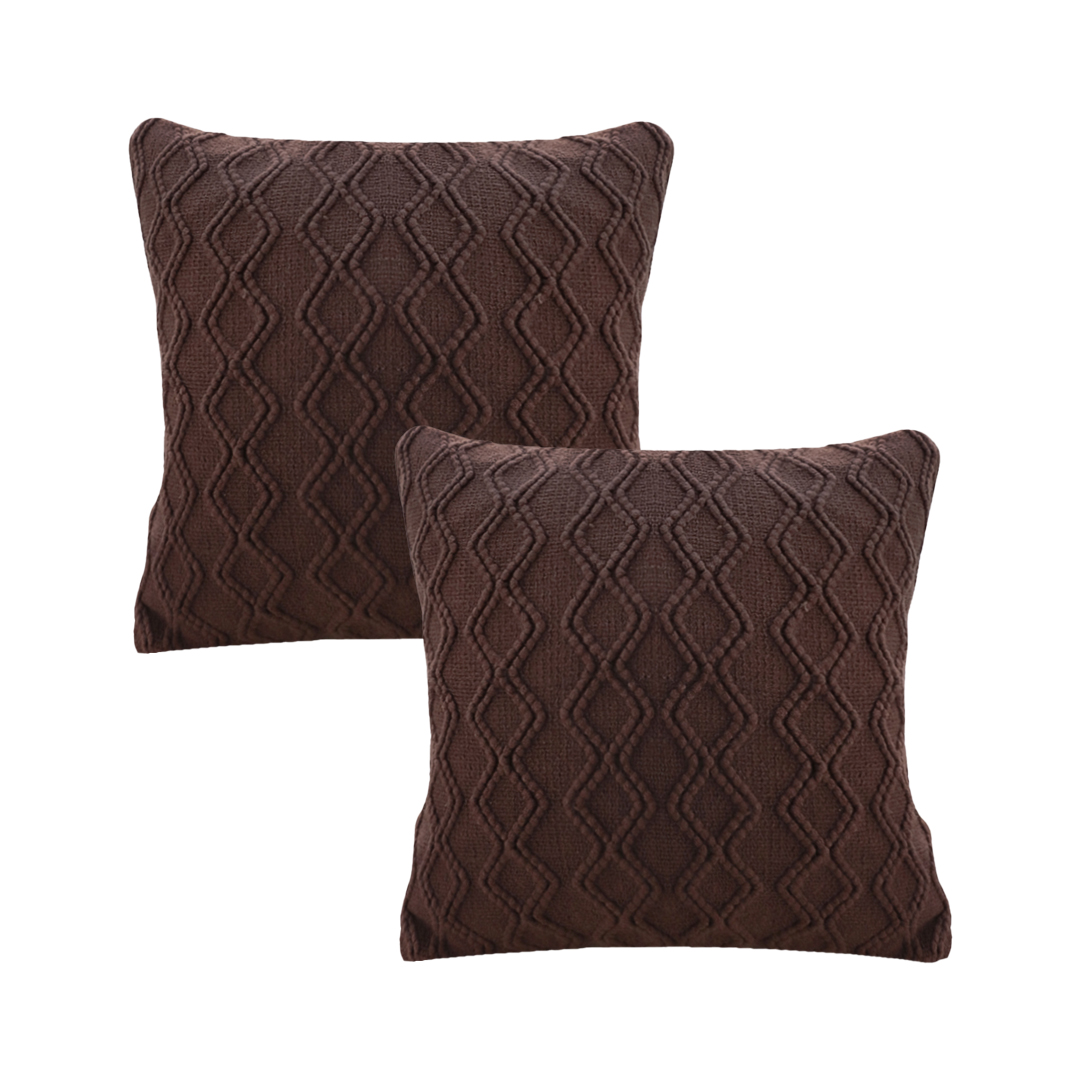 SOGA 2X 17.7 inches Deep Chocolate Brown Decorative Diamond Knit Pillowcase