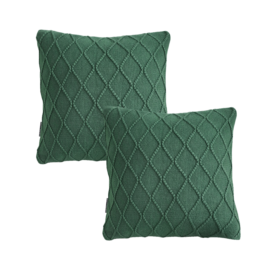 SOGA 2X 17.7 inches Forest Green Diamond Knit Decorative Pillowcase