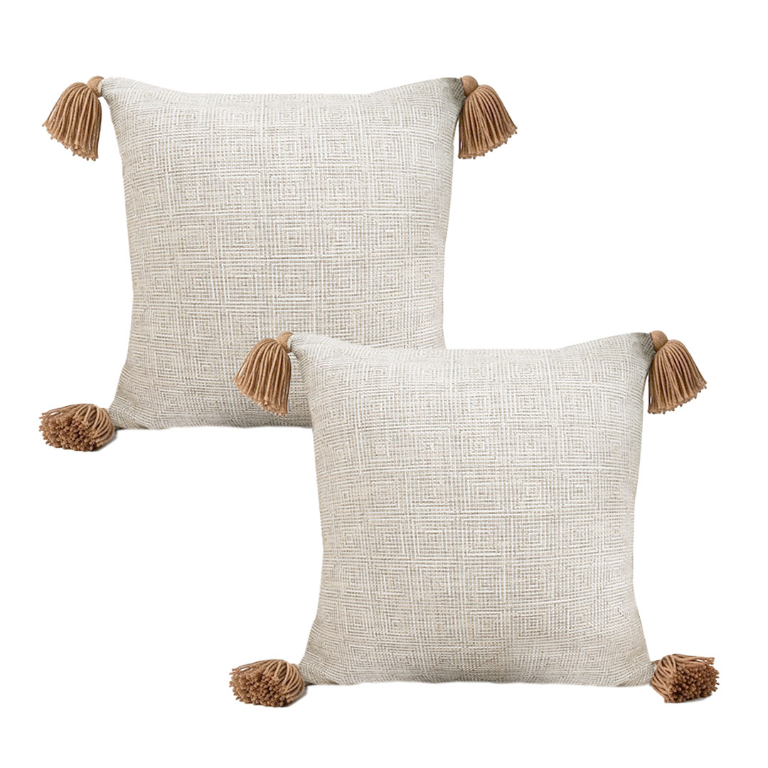 SOGA 2X 17.7 inches Natural Linen Texture Decorative Pillowcases