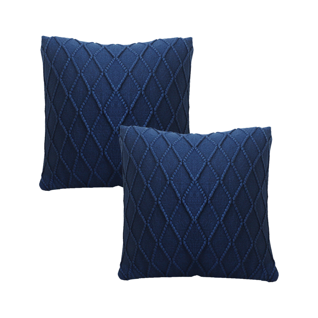 SOGA 2X 17.7 inches Navy Blue Diamond Knit Decorative Pillowcases