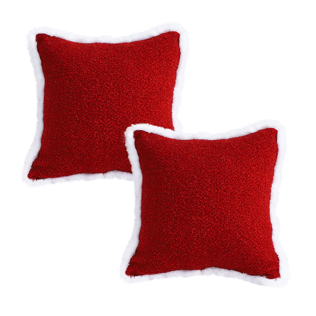 SOGA 2X 17.7 inches Plush Crimson Red Square Decorative Pillow Covers