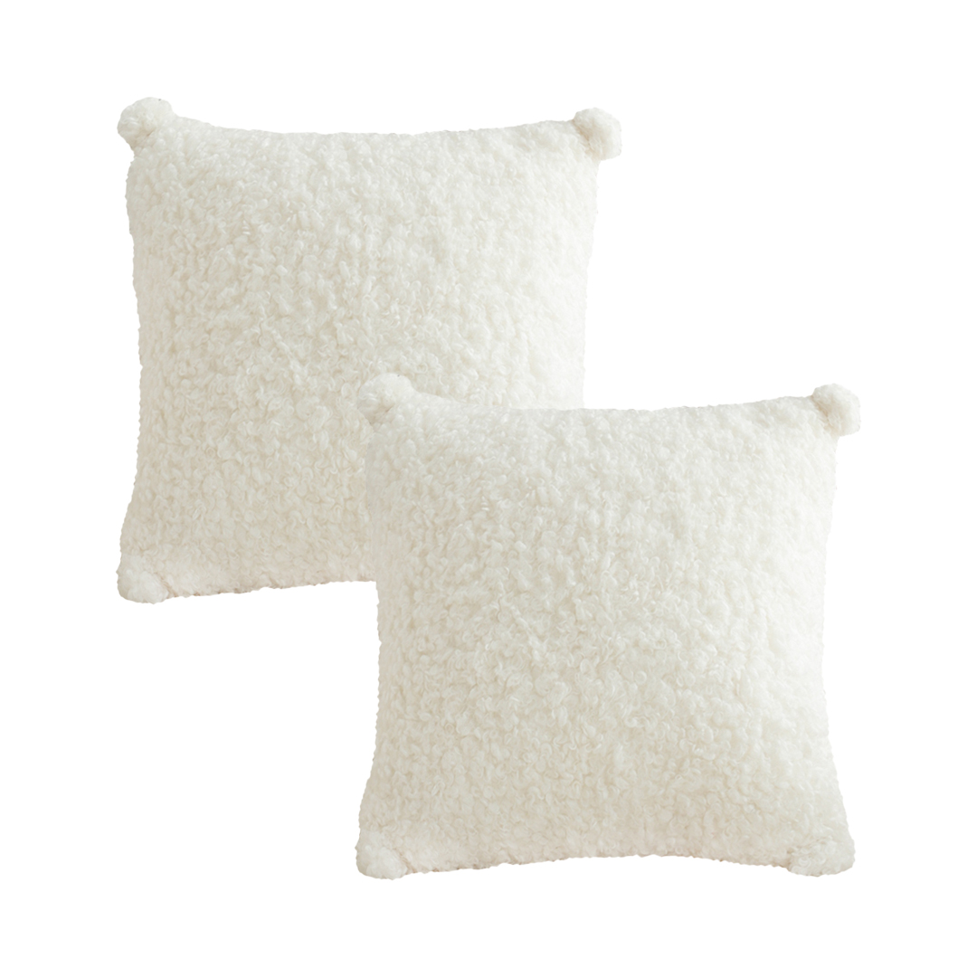 SOGA 2X 17.7 inches Pure White Bouclé Bliss Decorative Pillowcases