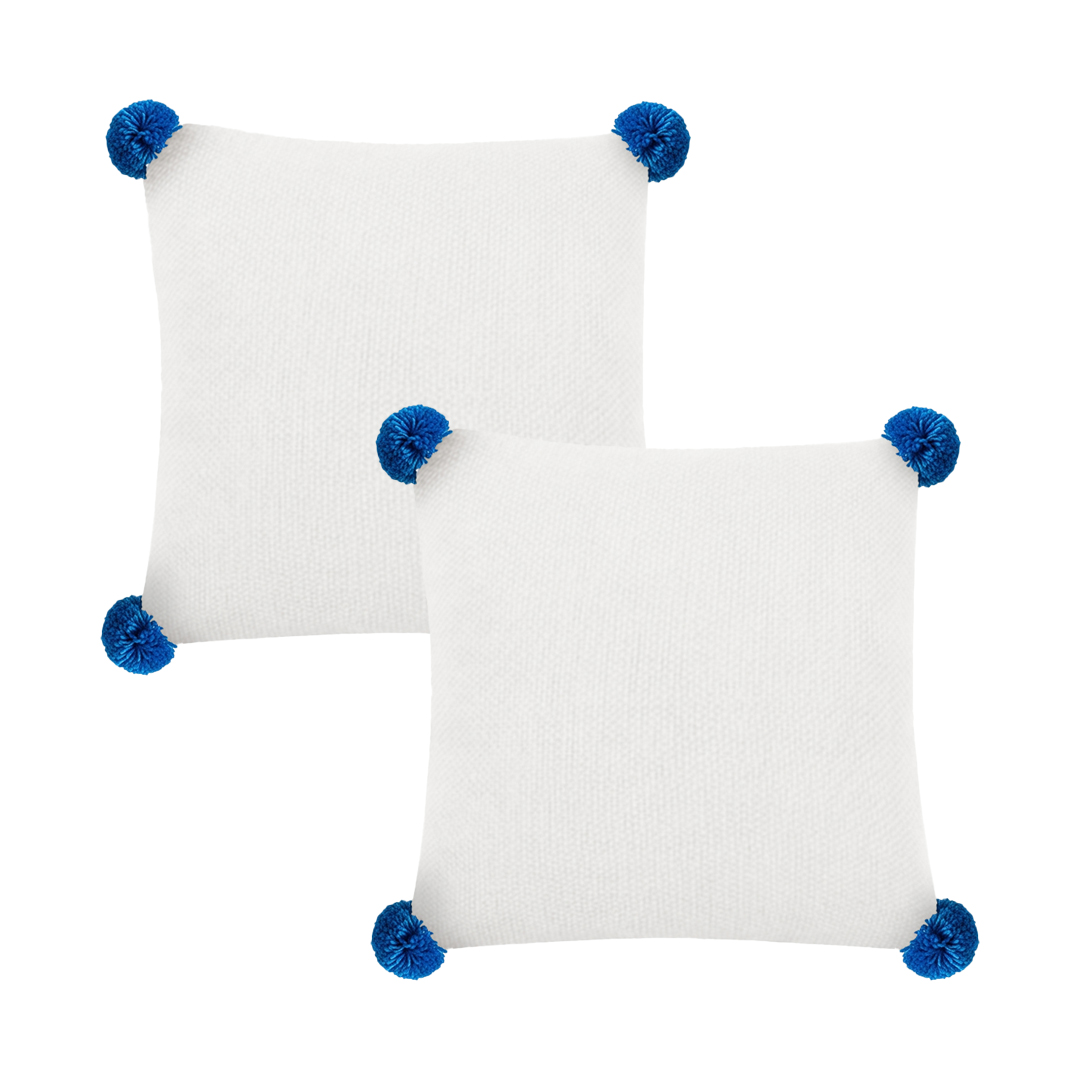 SOGA 2X 17.7 inches Ribbed Knit Pillowcase with Decorative Pom-Poms