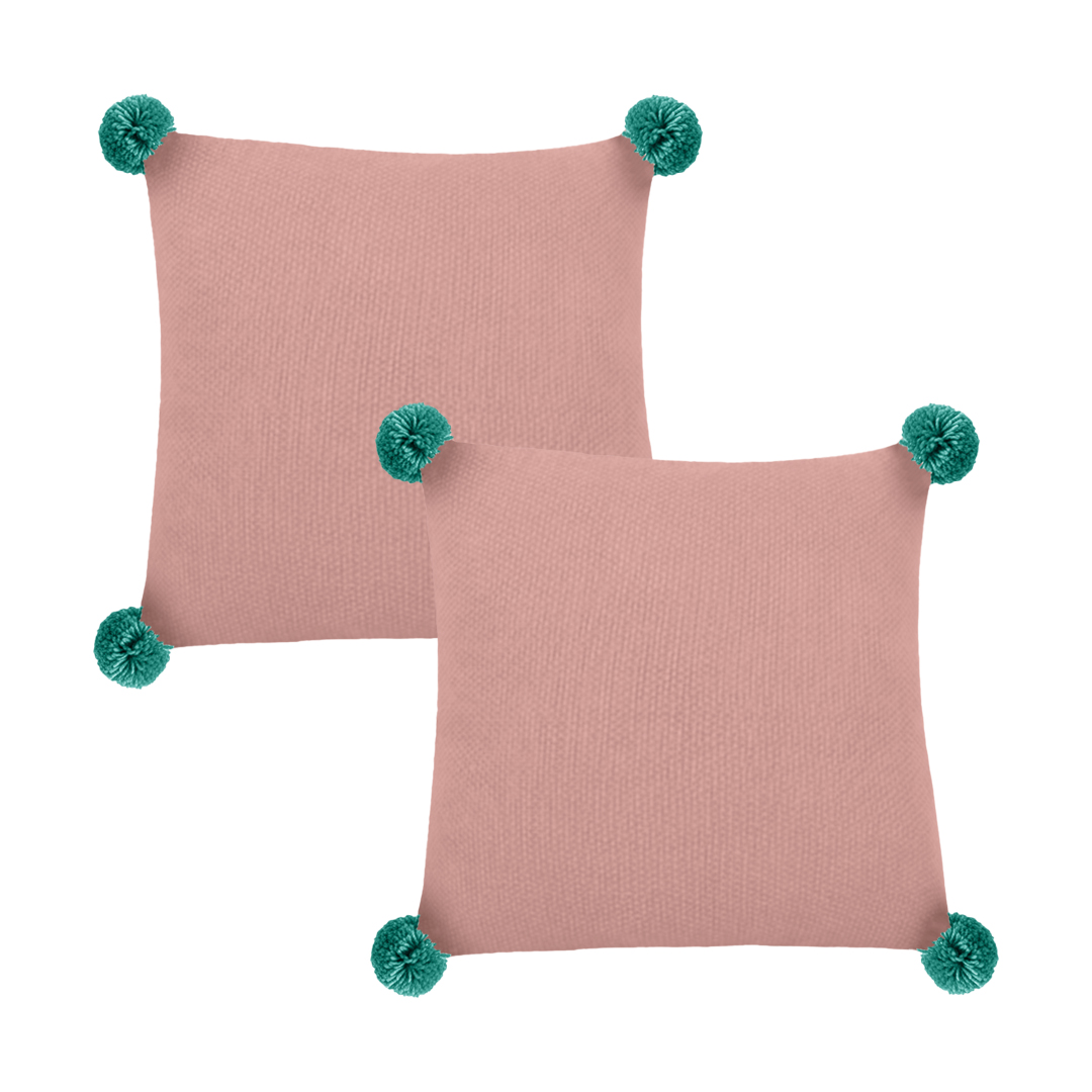 SOGA 2X 17.7 inches Ribbed Knit Pillowcase with Decorative Pom-Poms