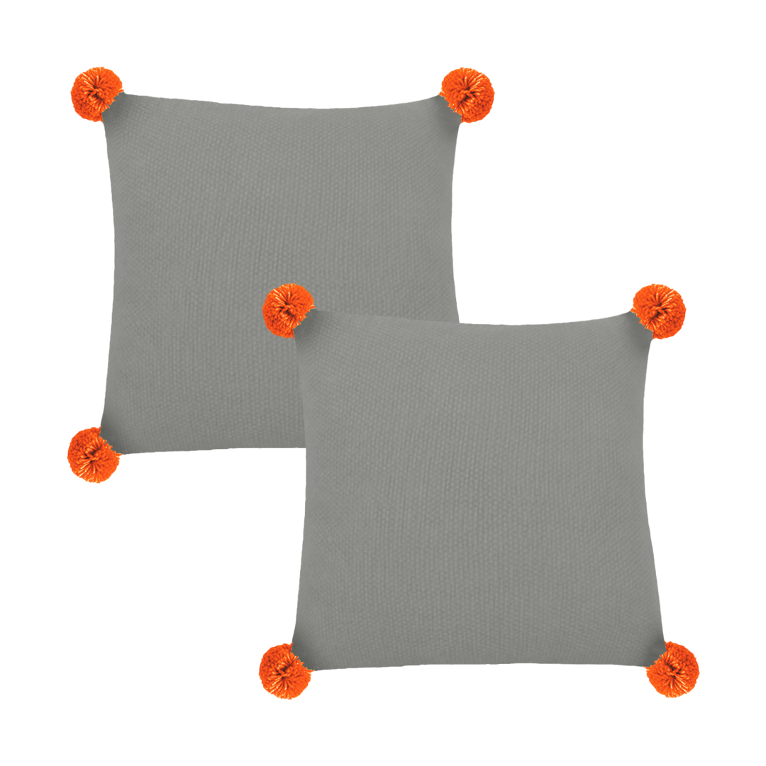 SOGA 2X 17.7 inches Ribbed Knit Pillowcase with Decorative Pom-Poms