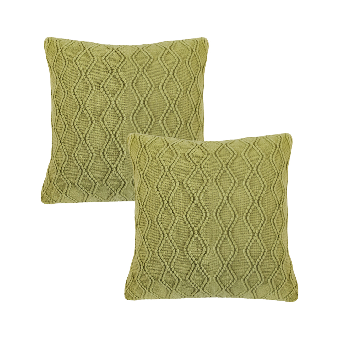 SOGA 2X 17.7 inches Sage Green Cable Knit Decorative Pillow Covers