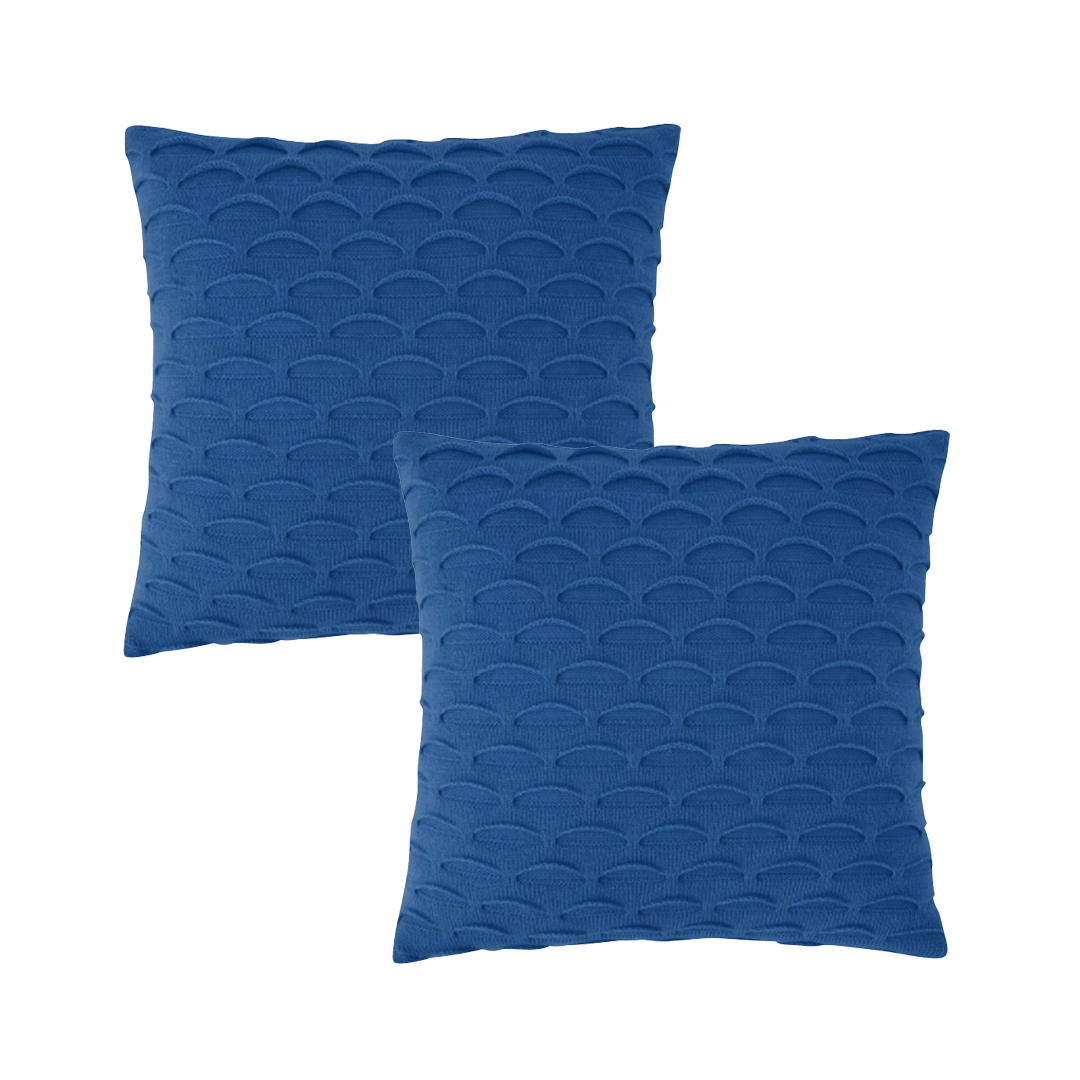 SOGA 2X 17.7 inches Scalloped Wave Decorative Pillowcase (Navy Blue)