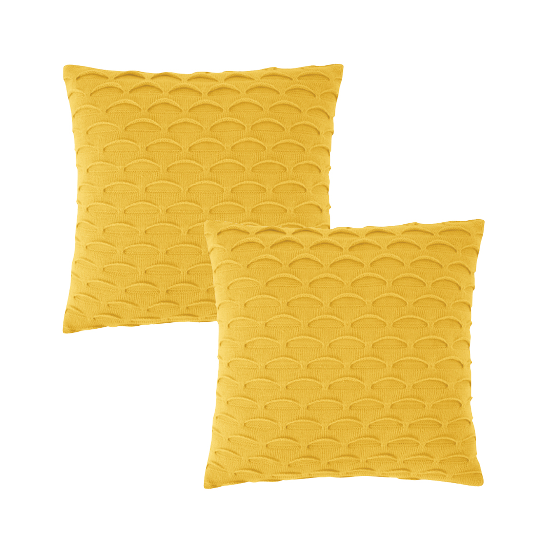 SOGA 2X 17.7 inches Scalloped Wave Decorative Pillowcase (Sunshine Yellow)