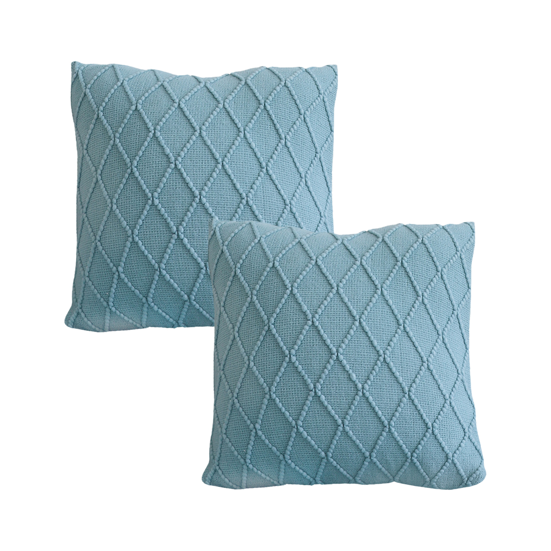 SOGA 2X 17.7 inches Sky Blue Diamond Decorative Knit Pillowcases