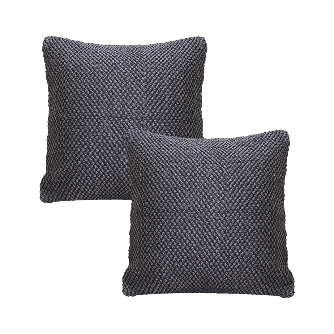 SOGA 2X 17.7 inches Textured Charcoal Decorative Pillowcases