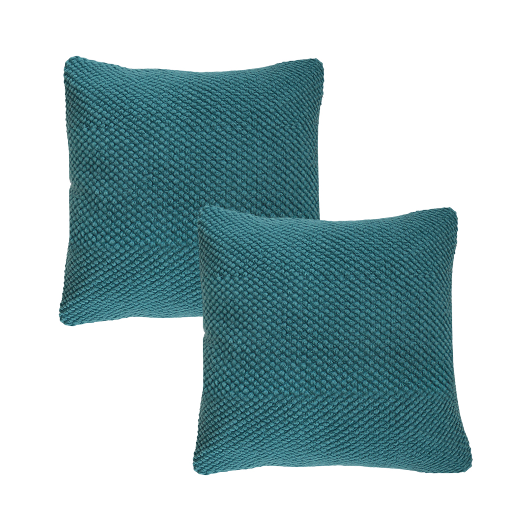 SOGA 2X 17.7 inches Textured Teal Decorative Pillowcases