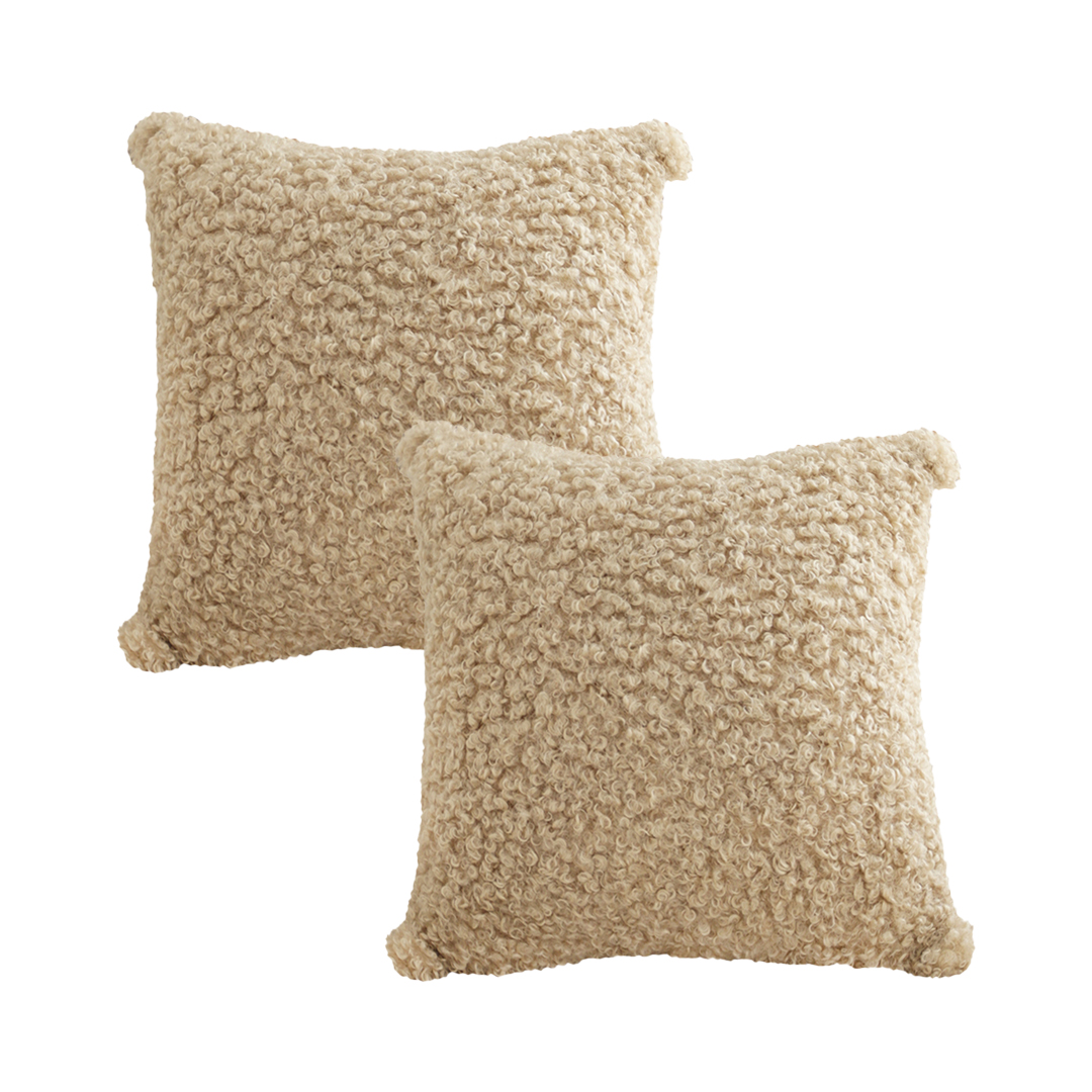 SOGA 2X 17.7 inches Warm Beige Bouclé Comfort Decorative Pillowcases