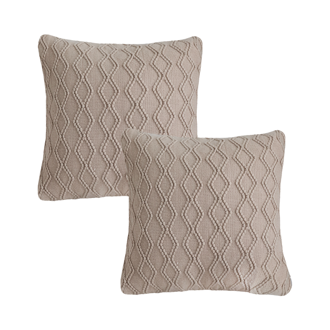 SOGA 2X 17.7 inches Warm Beige Diamond Knit Decorative Pillowcases