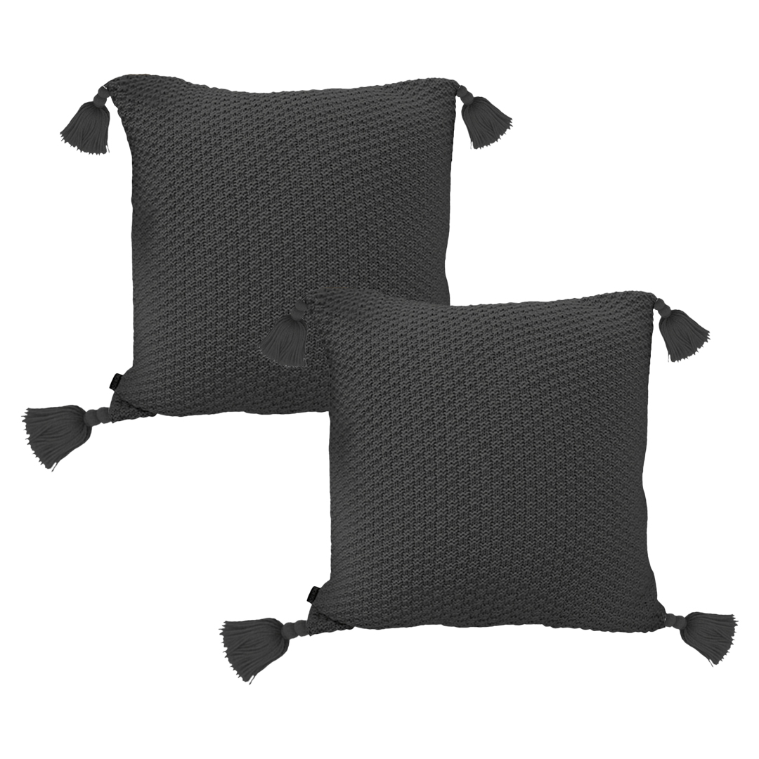 SOGA 2X 50cm Chunky Knit Decorative Pillowcases (Charcoal Gray)