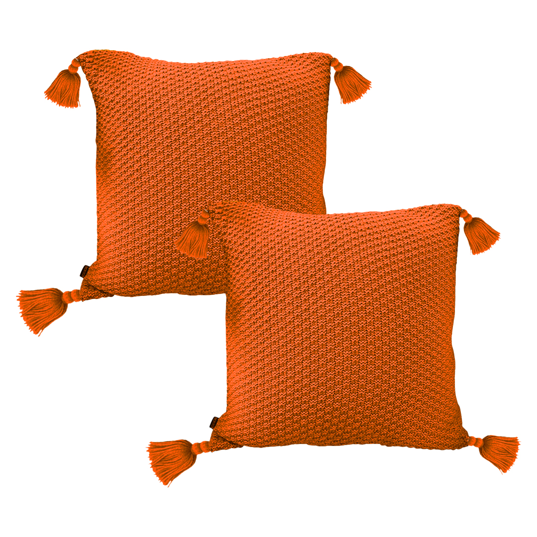 SOGA 2X 50cm Chunky Knit Decorative Pillowcases (Coral Orange)