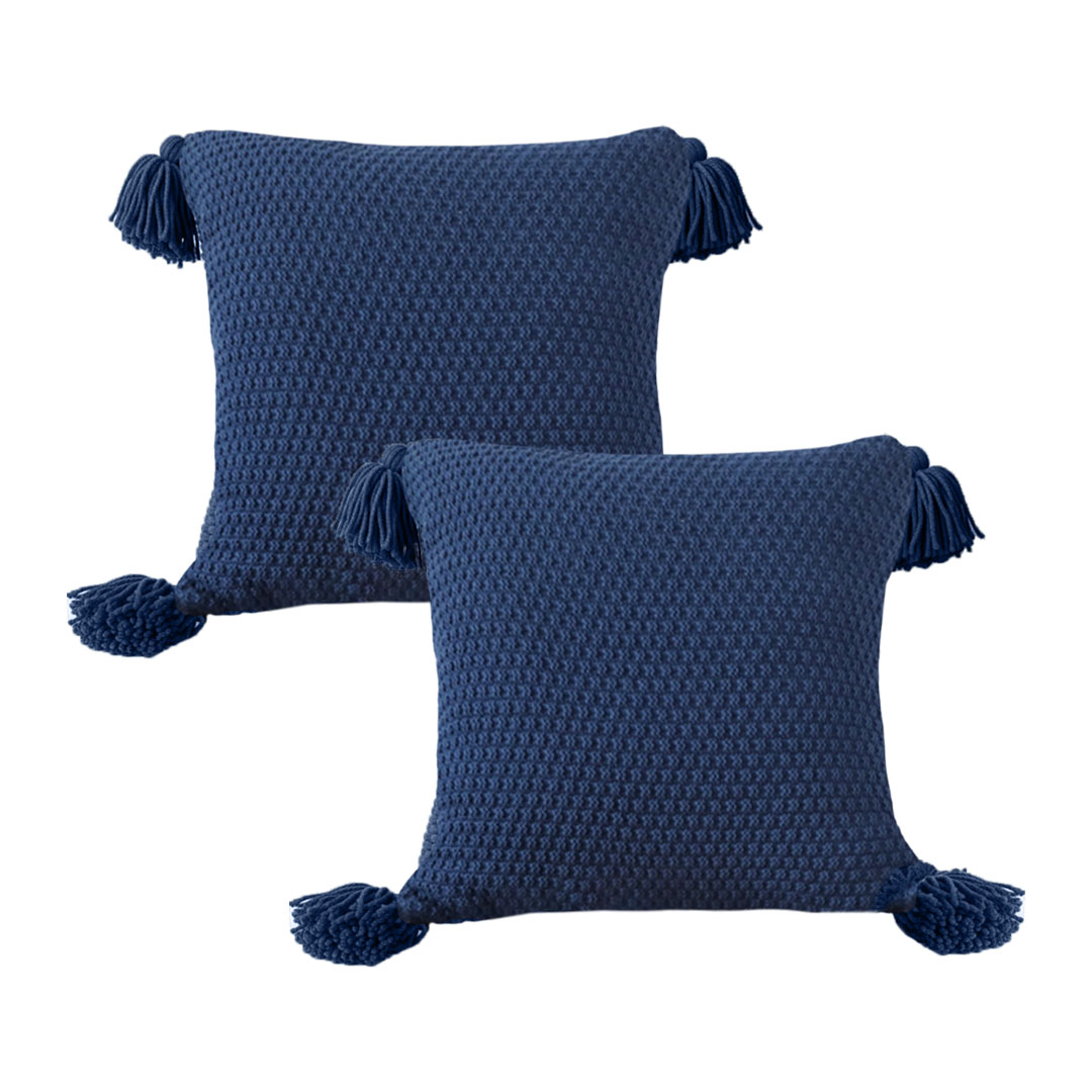 SOGA 2X 50cm Chunky Knit decorative Pillowcases (Navy Blue)