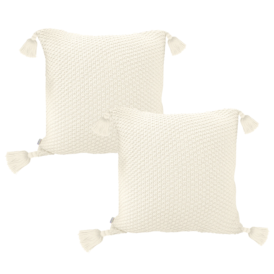 SOGA 2X 50cm Textured Decorative Pillowcases (Cream White)