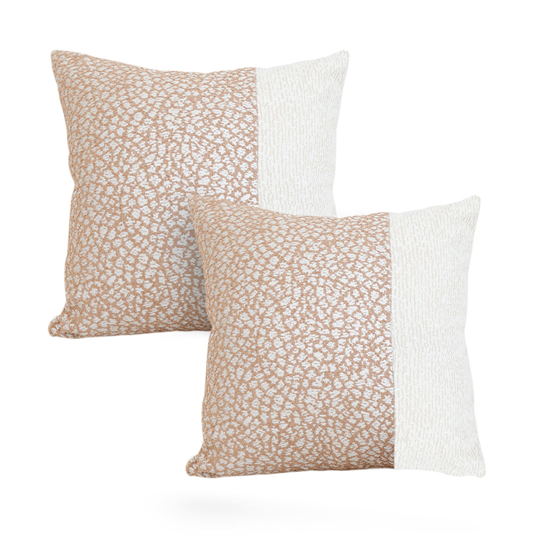SOGA 2X 17.7 inches Chic Ivory Gold Textured Decorative Pillowcase Elegant 