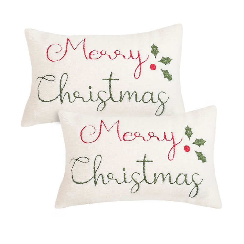 SOGA 2X 17.7 inches Christmas Pine Leaf Lambskin Decorative Pillowcases