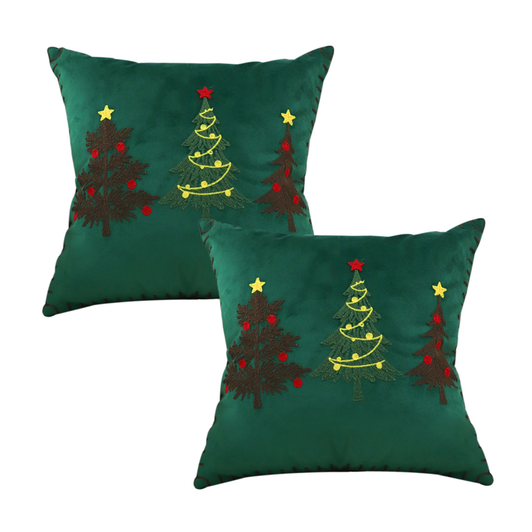 SOGA 2X 17.7 inches Green Christmas Tree Trio Decorative Pillowcases