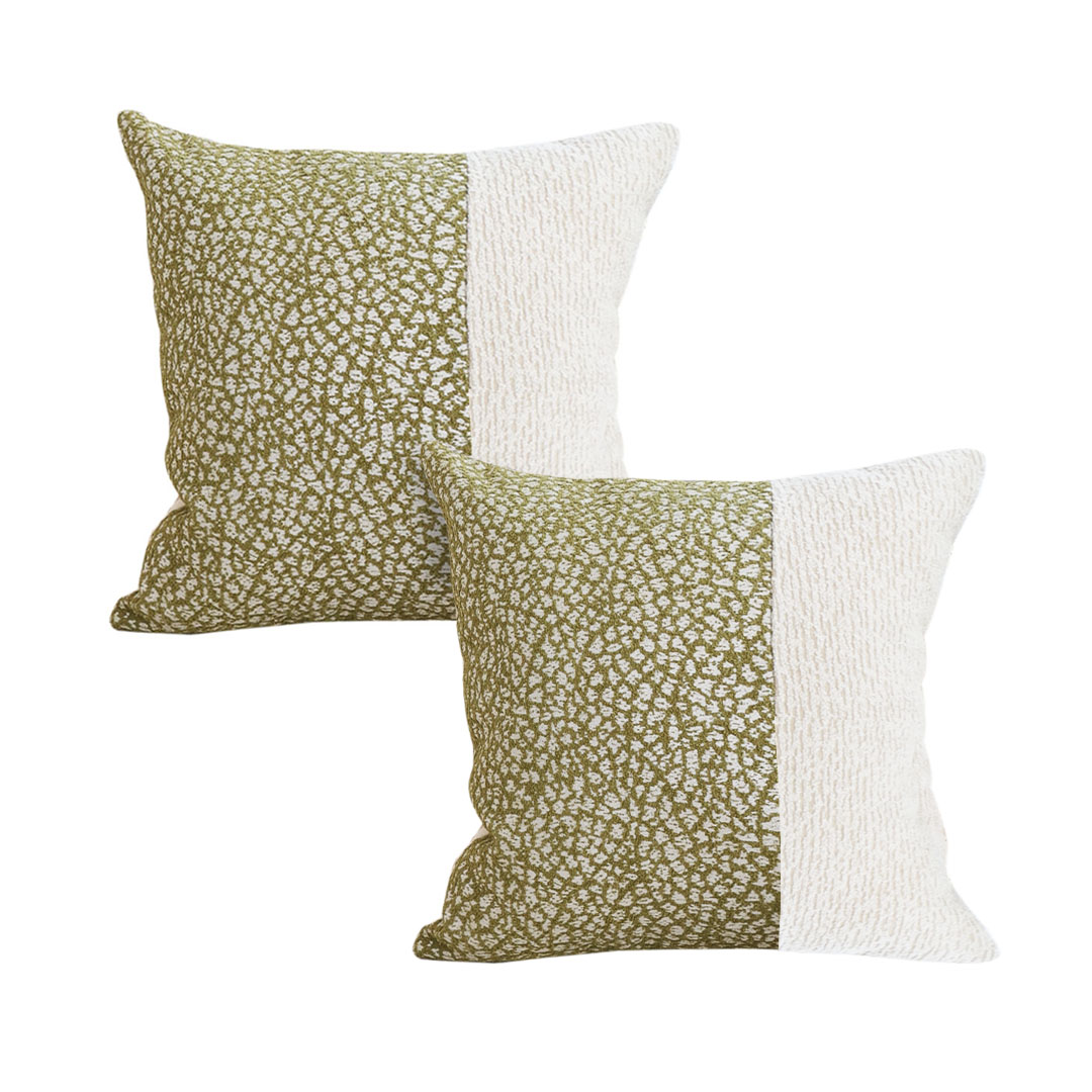 SOGA 2X 45cm Elegant Textured Pillowcases Decorative Green & Cream Accent