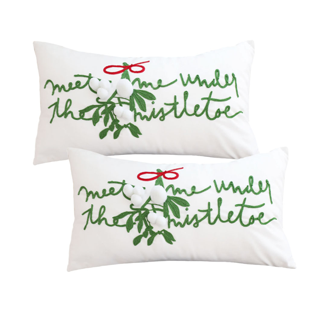 SOGA 2X 17.7 inches Embroidered Decorative Christmas pillow covers –  White