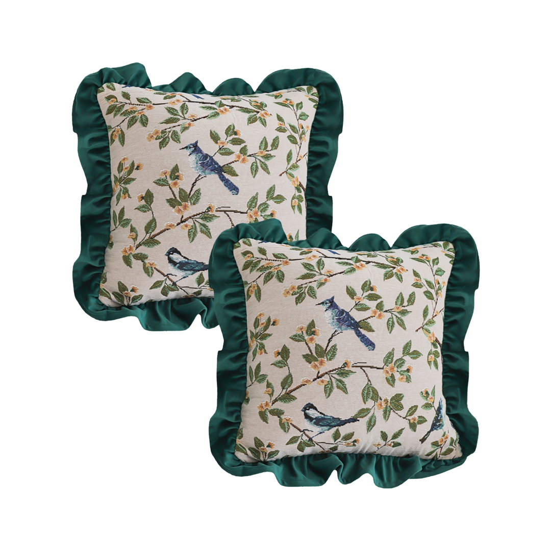 SOGA 2X 17.7in Emerald Avian Oasis Decorative Pillowcases – Elegant Covers