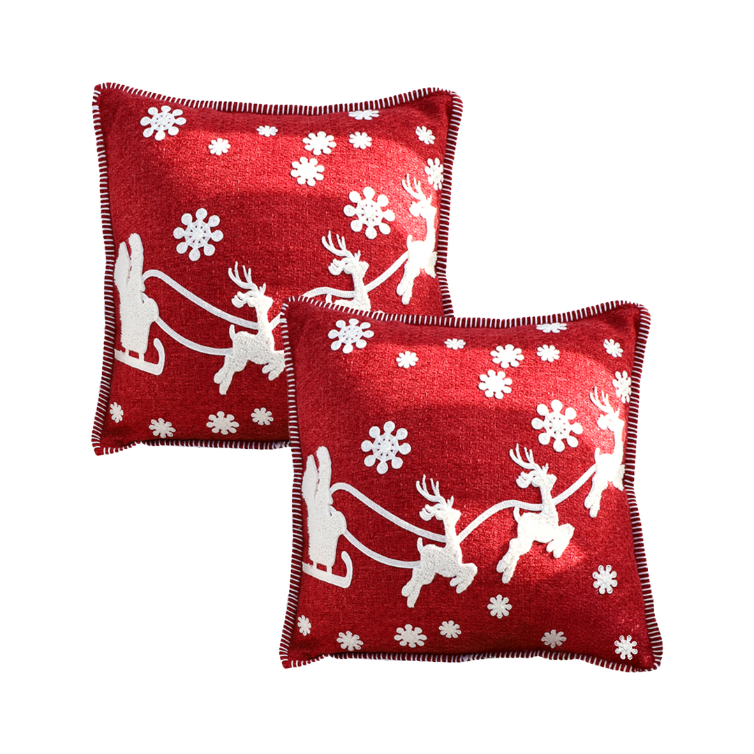 SOGA 2X 17.7 inches Reindeer & Snowflake Christmas Decorative Pillowcases