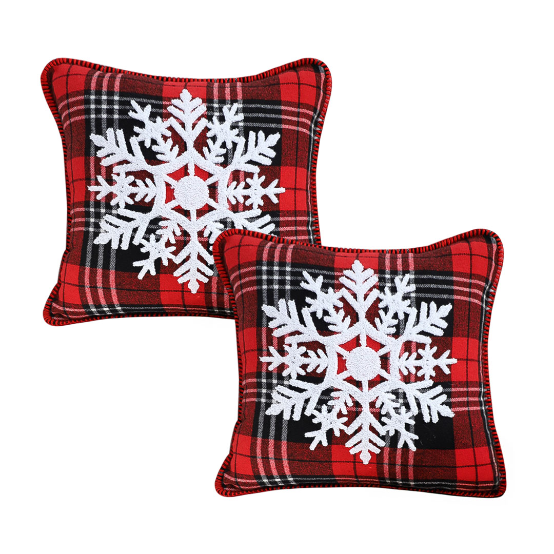 SOGA 2X 17.7 inches Holiday Snowflake Decorative Pillowcases Accent Covers