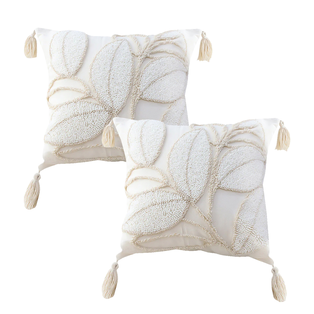 SOGA 2X 17.7 inches Luxe Cream Quilted Pillowcases - Decorative Covers