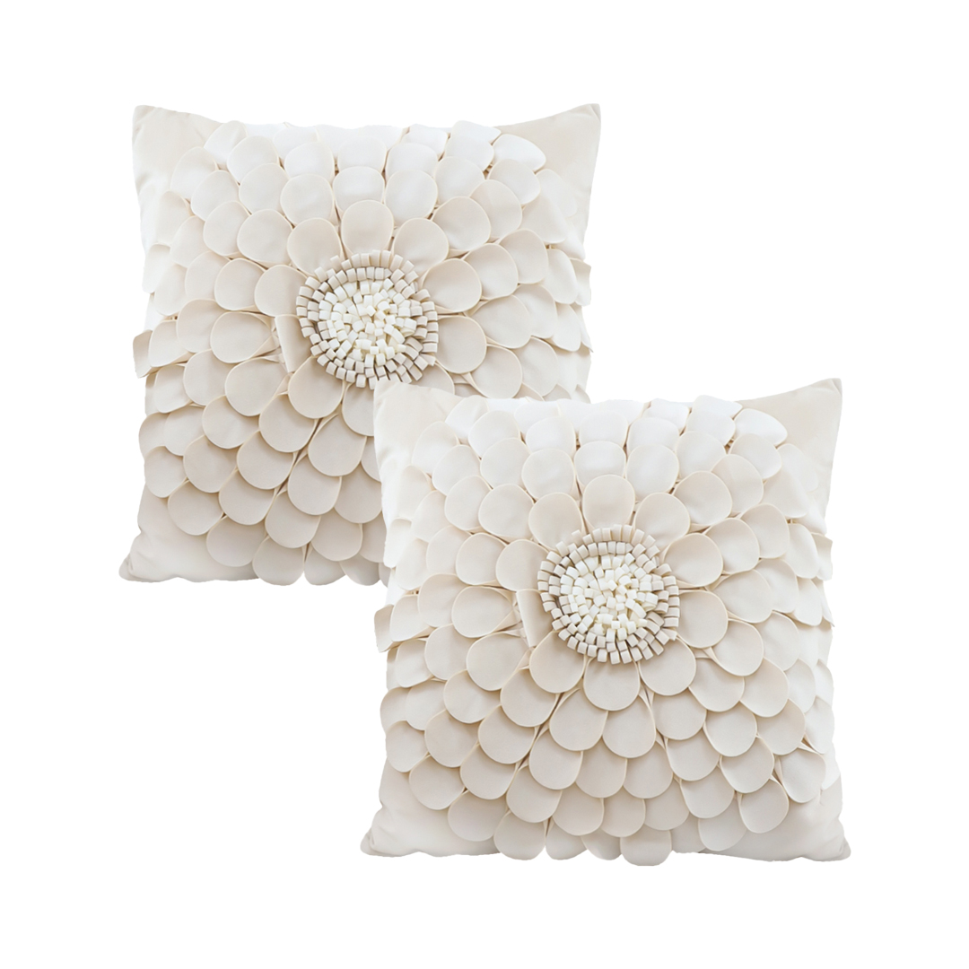 SOGA 2X 17.7 inches Luxurious Textured Flower Pillowcases Elegant Cover