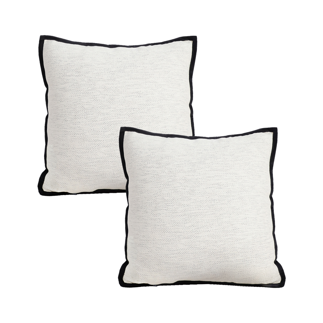 SOGA 2X 45cm Minimalist Cream Pillowcases with Black Decorative Covers