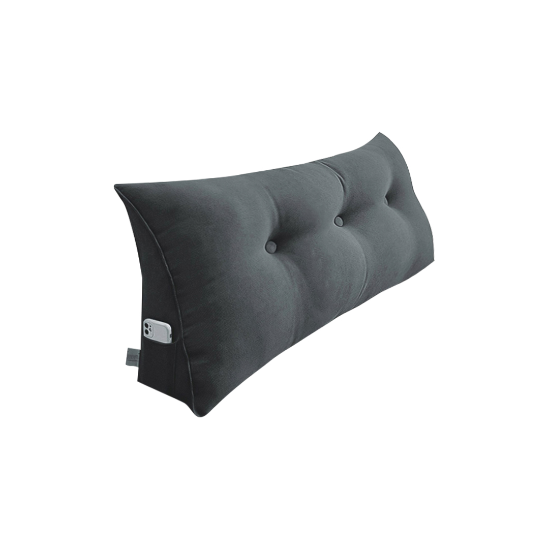 SOGA 39.4in Dark Grey Triangular Tatami Pillow – Bedside Backrest Support