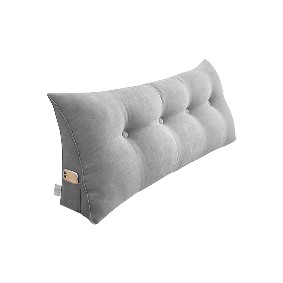SOGA 47.2 inches Silver Triangular Wedge Pillow Bedside -Backrest Cushion
