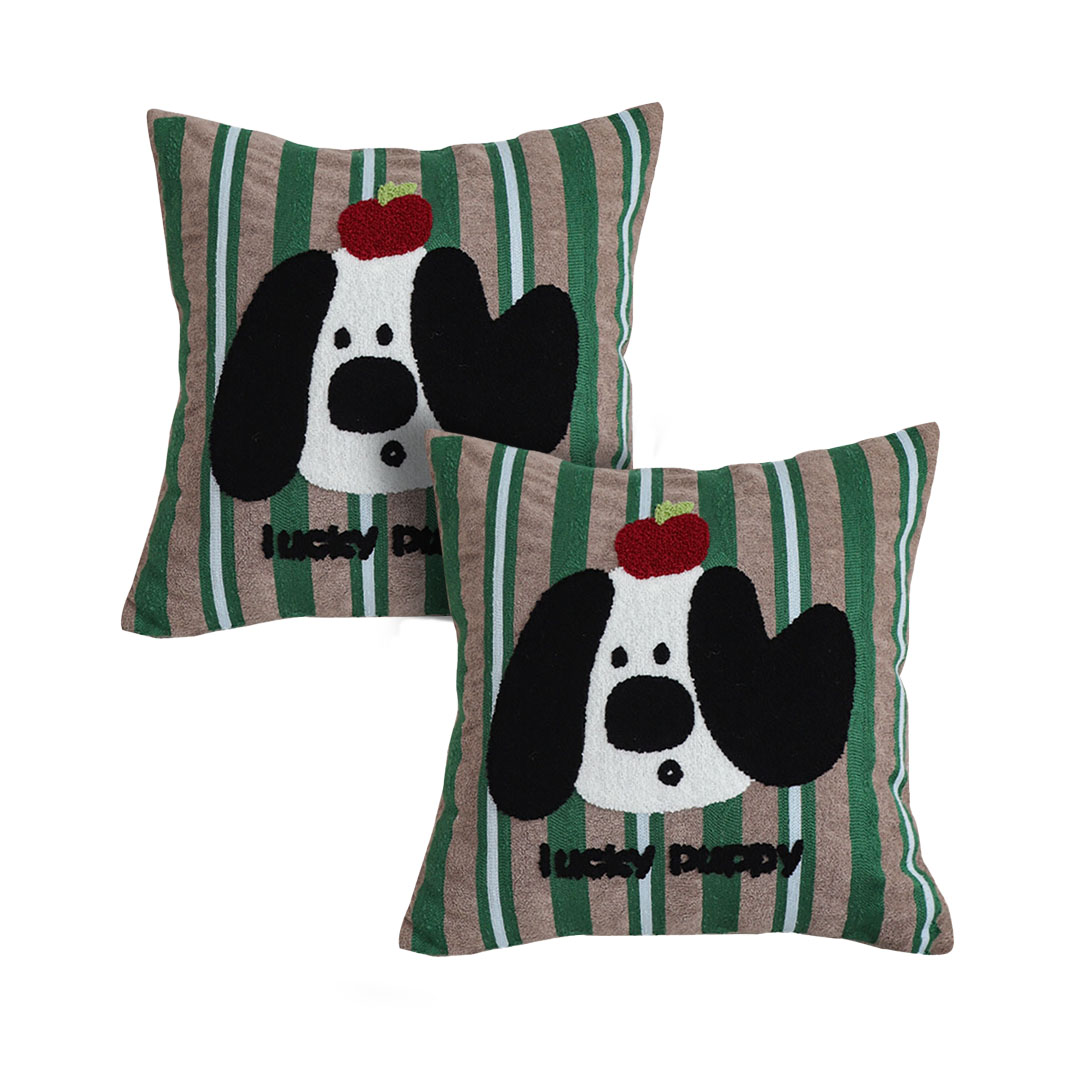 SOGA 2X 17.7 inches Christmas Dog Pillow Cover - Holiday Striped Pillowcase