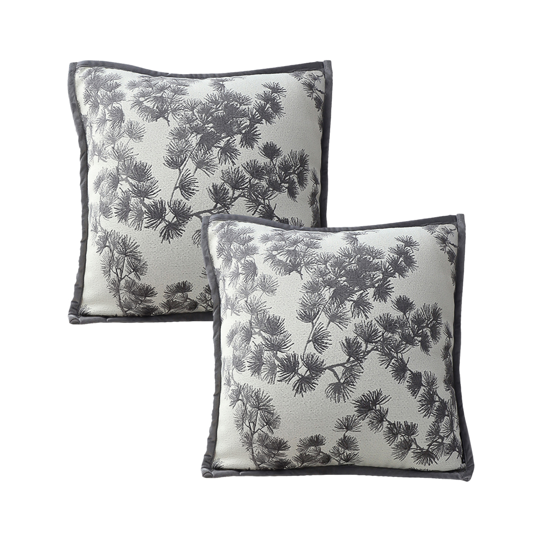 SOGA 2X 17.7 inches Dark Gray Floral Pillowcases